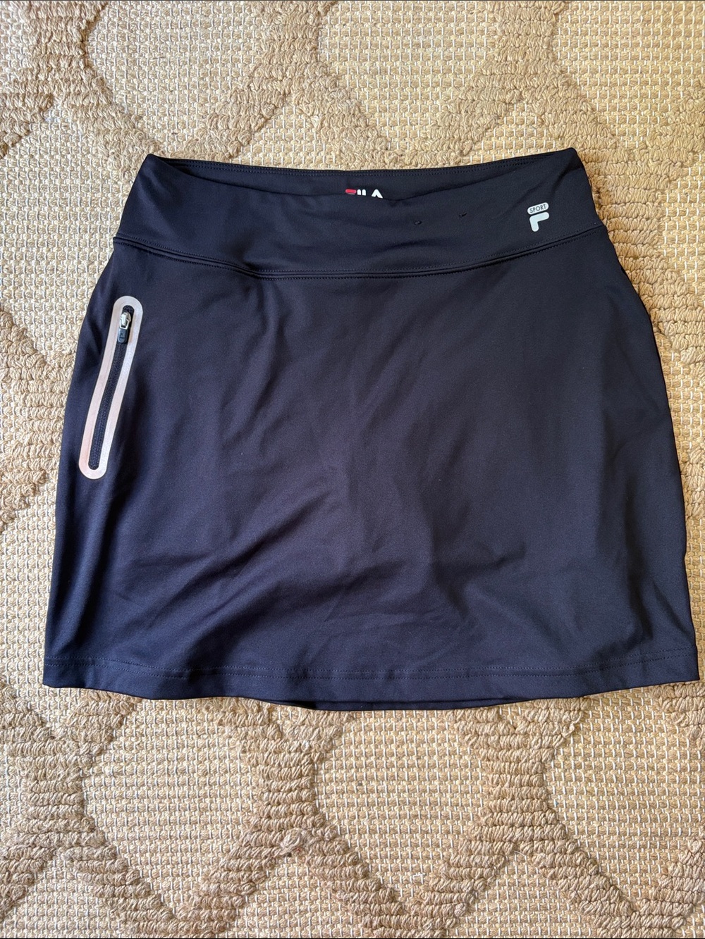 FILA Black Performance Skort with Reflective Zip